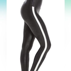 Spanx White Stripe Faux Leather Leggings